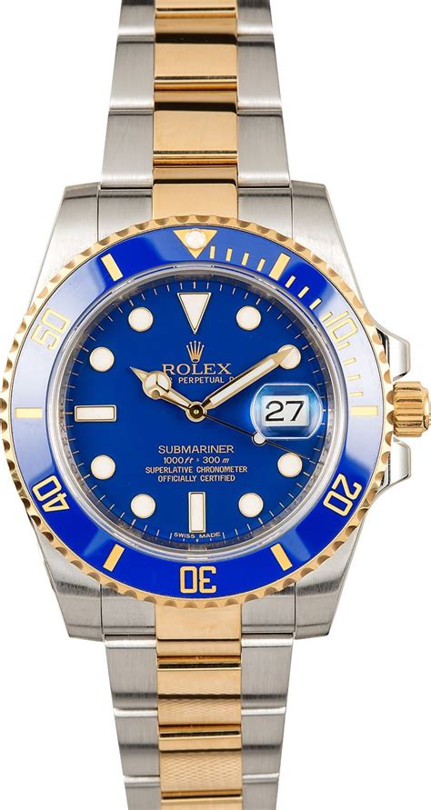 rolex submariner automatic two tone with blue dial and bezel|Rolex 116613 ceramic year.